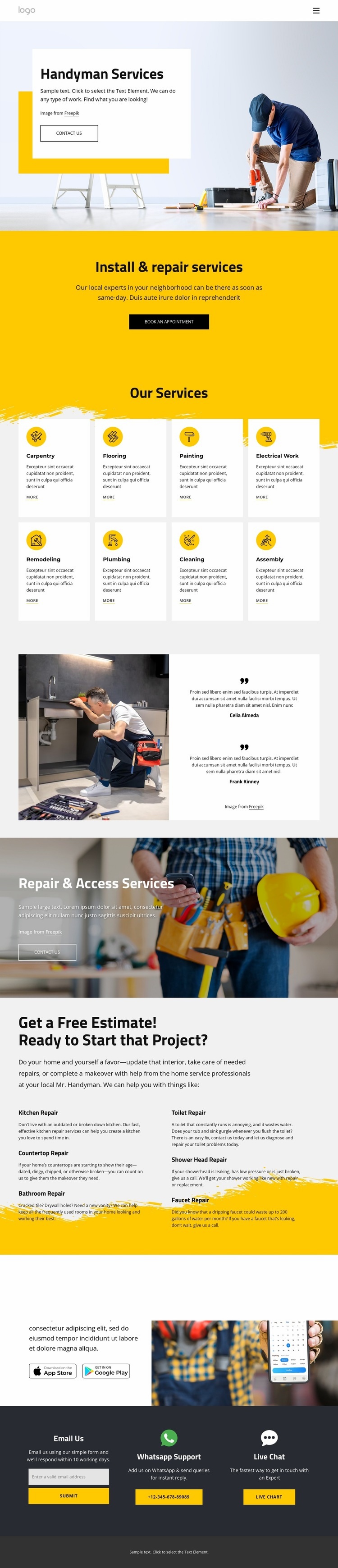 Handyman services Elementor Template Alternative