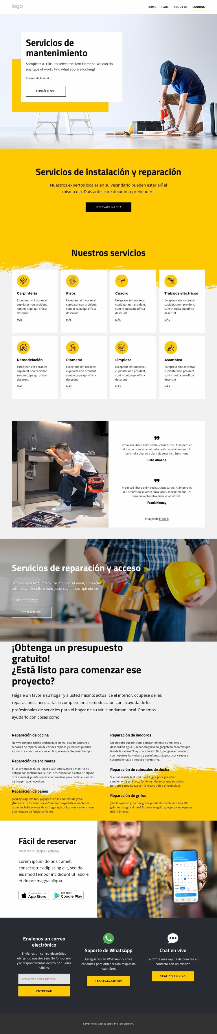 Servicios de manitas Plantilla Joomla