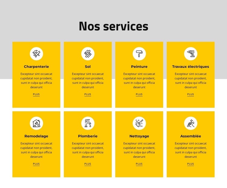 Nous offrons une variété de services basés sur le revenu Modèle HTML5