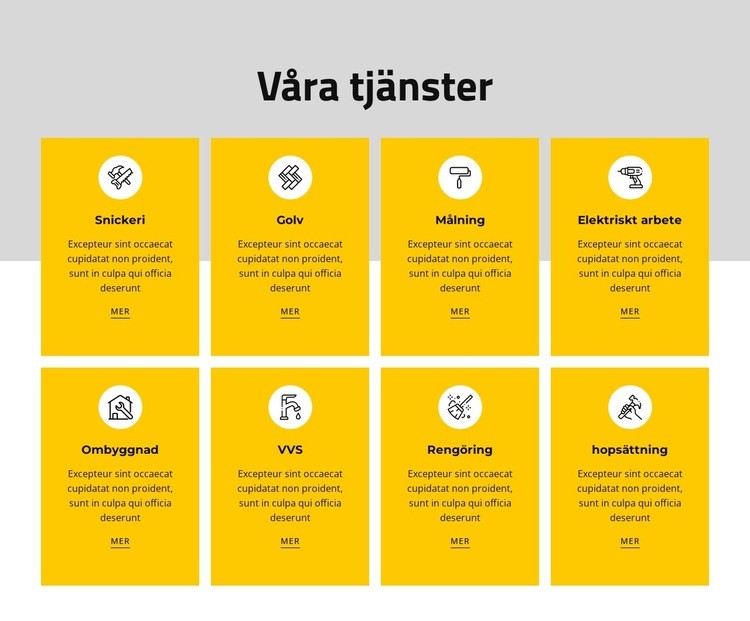 Vi erbjuder en mängd olika inkomstbaserade tjänster HTML-mall