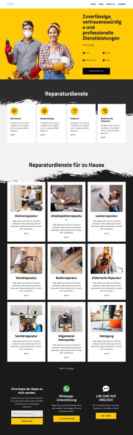 Website-Seite Für Handwerkerdienste Und Hausreparaturen