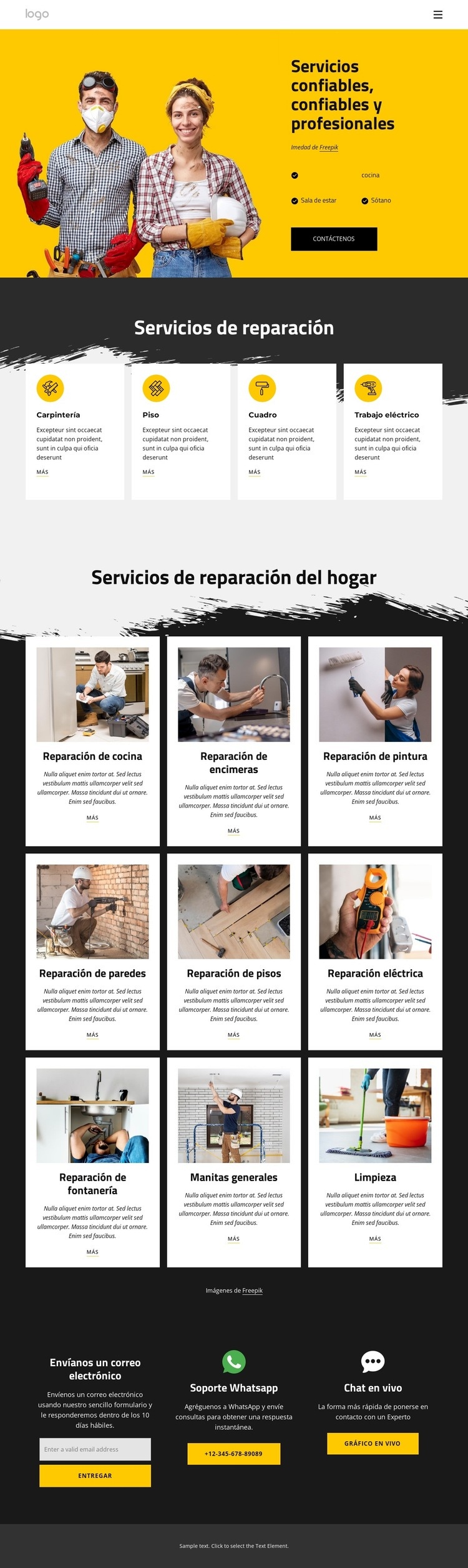 Servicios de manitas y reparaciones a domicilio Diseño de páginas web