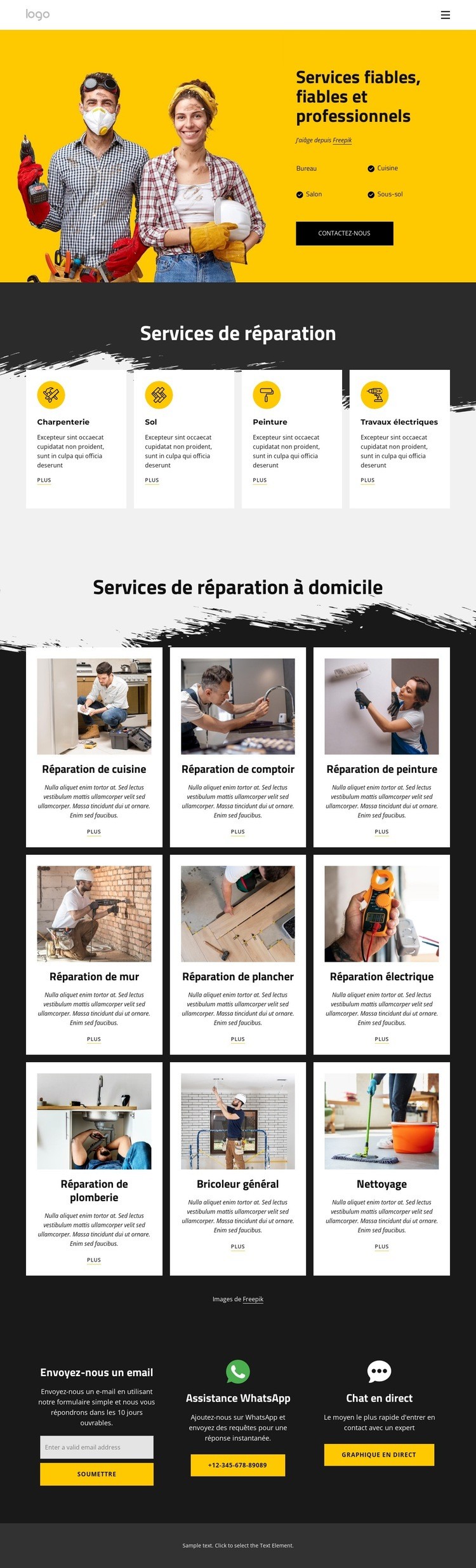 Services de bricolage et réparation à domicile Créateur de site Web HTML