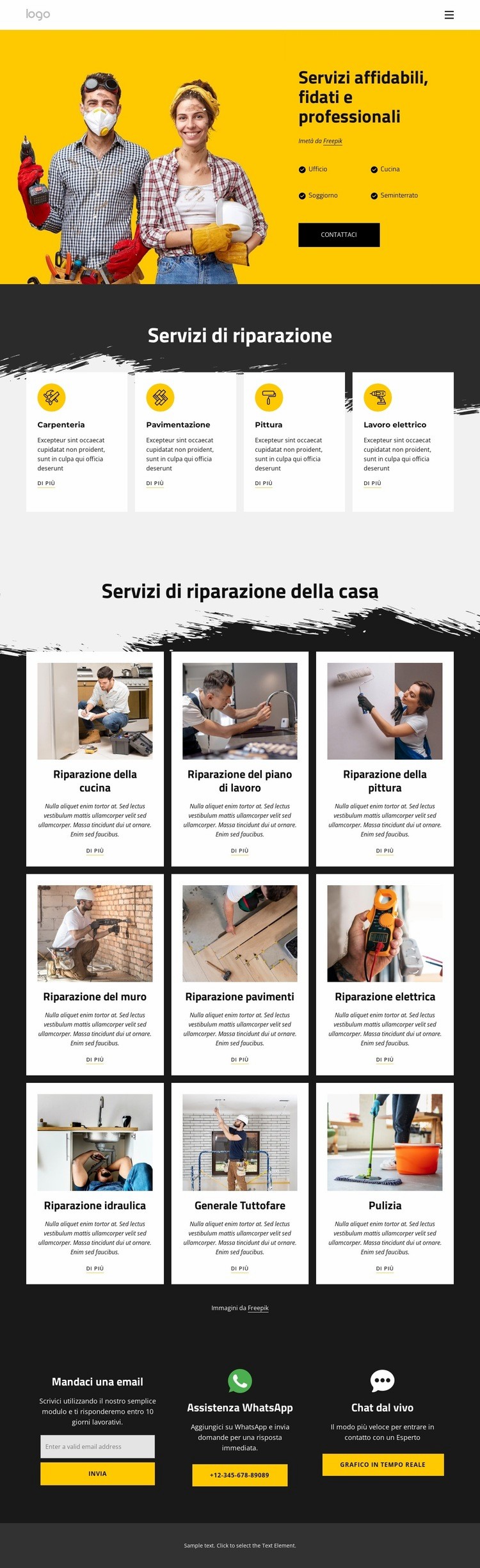 Servizi di tuttofare e riparazioni domestiche Un modello di pagina