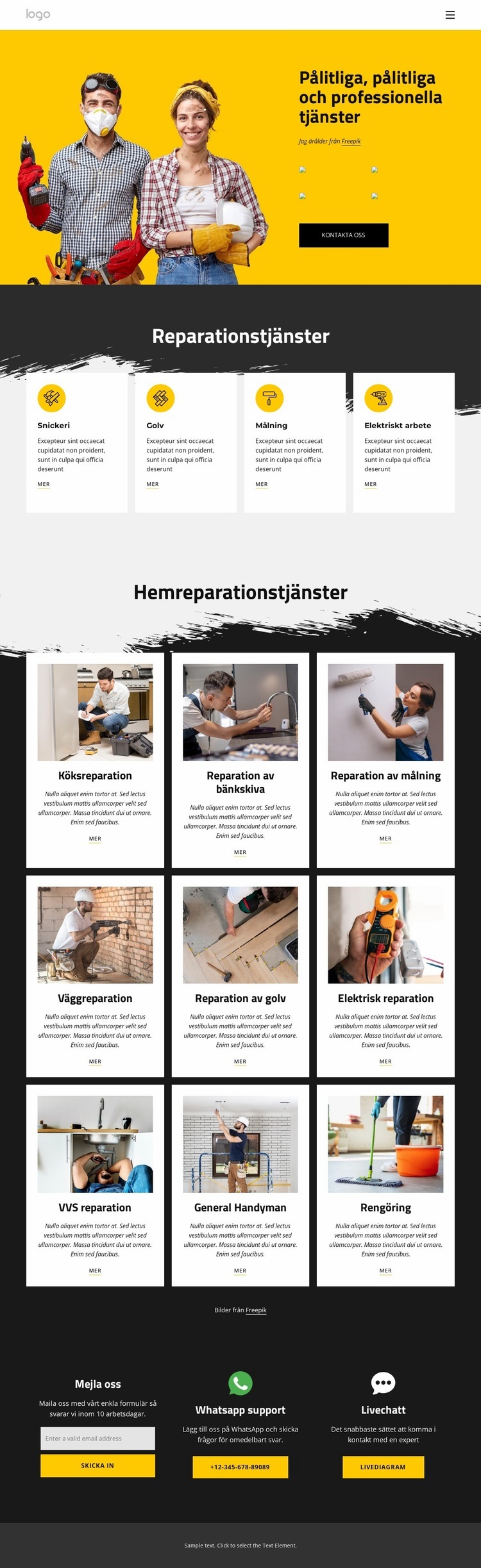 Hantverkstjänster och hemreparation HTML-mall
