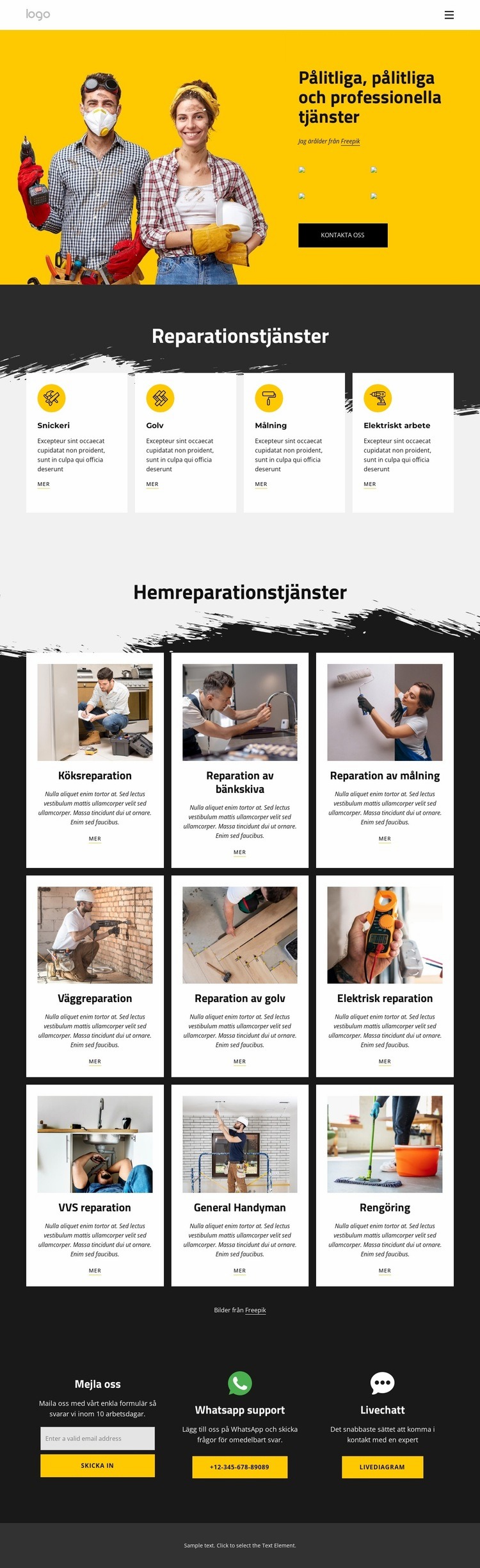 Hantverkstjänster och hemreparation Mall