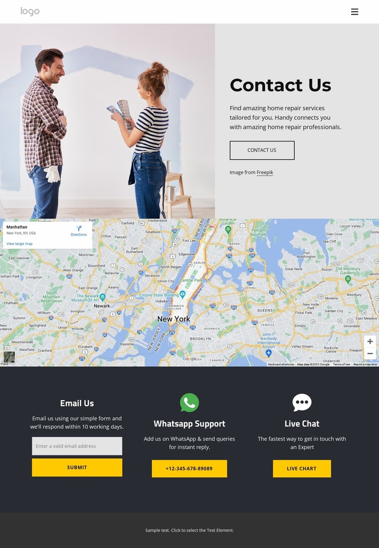 Toilet repair, screen door repair and more Website Mockup