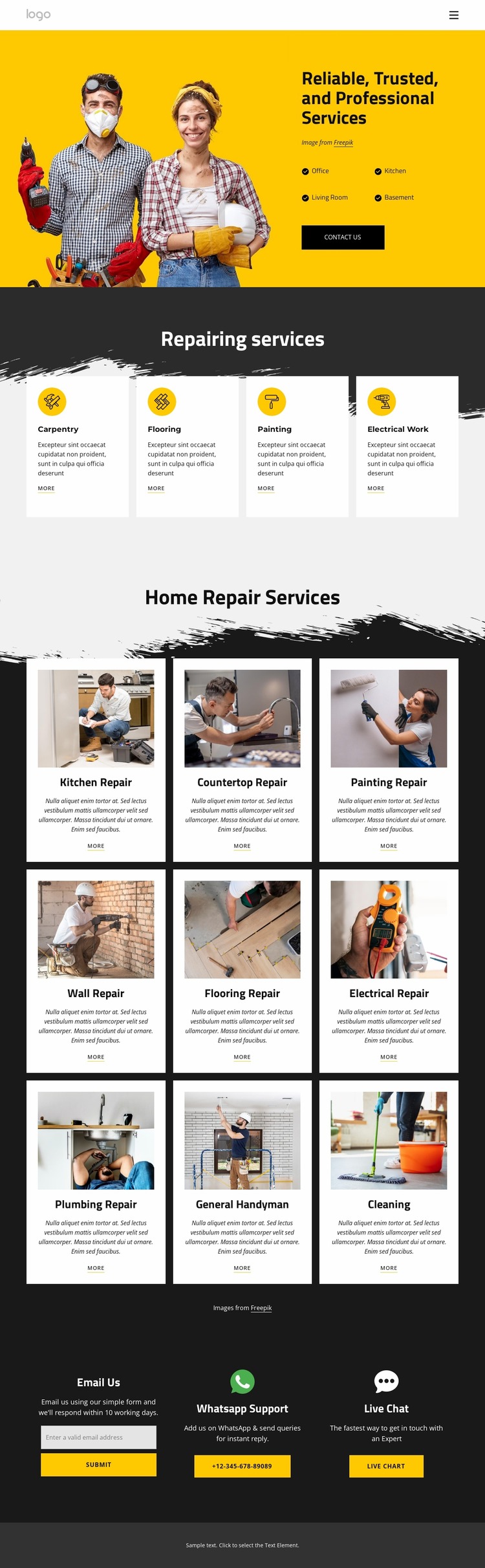 Handyman services and home repair WordPress Website Builder