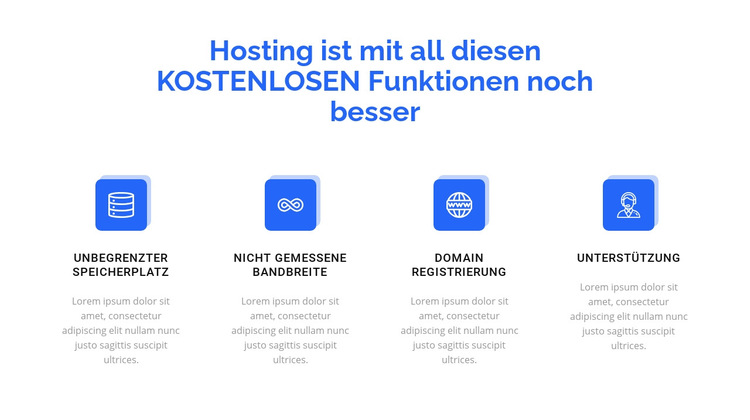 4 Hosting-Funktionen Website-Vorlage