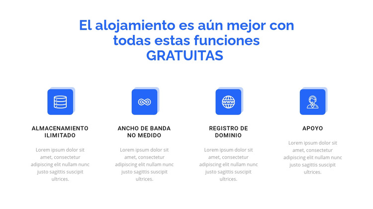 4 características de alojamiento Plantilla de sitio web