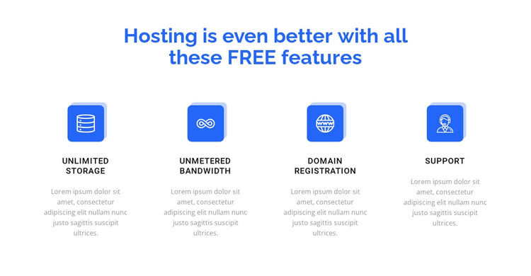 4 hosting features HTML Template