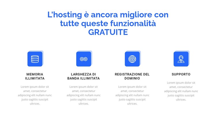 4 funzionalità di hosting Modello CSS