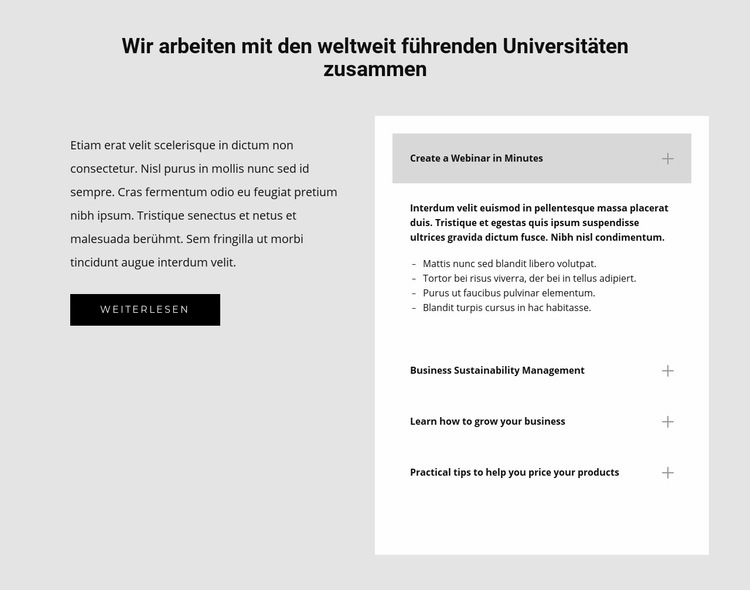 Universitätskurse HTML Website Builder