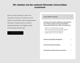 Universitätskurse - Responsive Landingpage