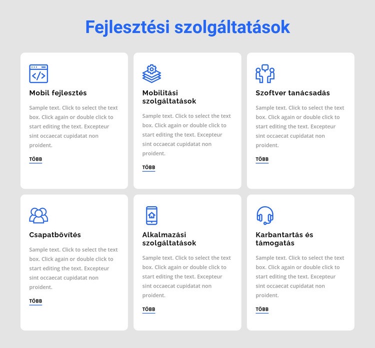 Fejlesztési szolgáltatások Sablon