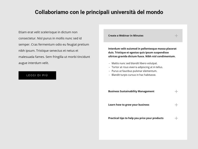 Corsi universitari Modelli di Website Builder