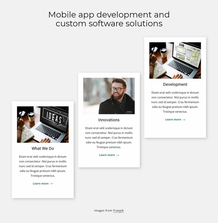 Custom software solutions Website Mockup