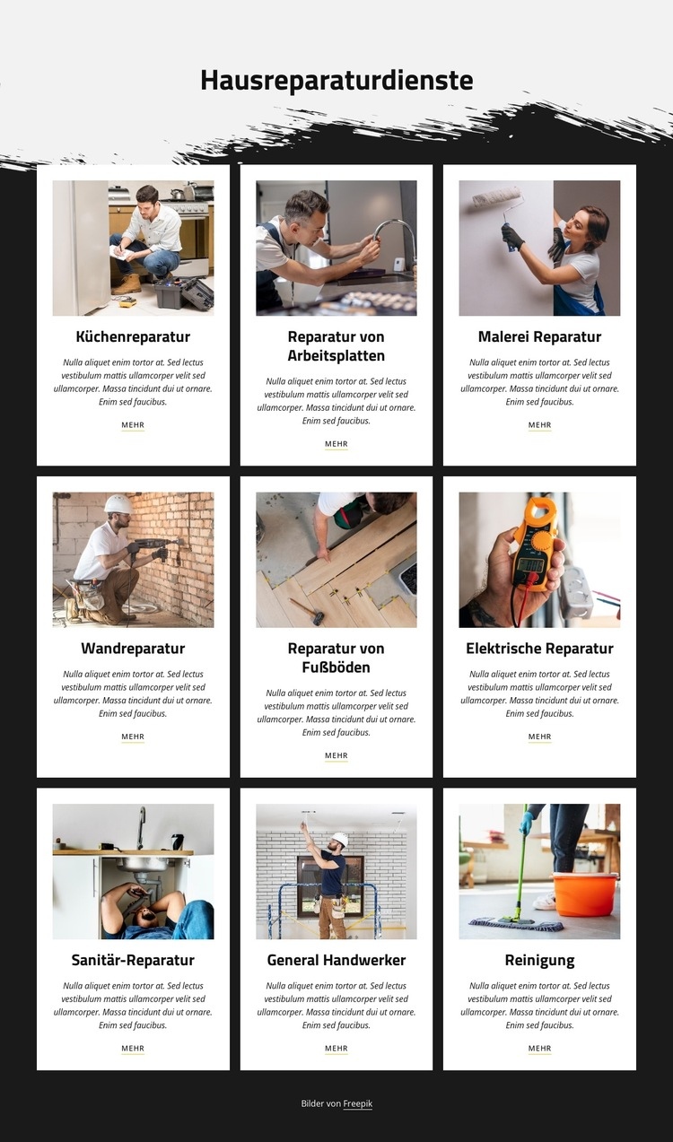 Die beliebtesten Hausreparaturdienste HTML Website Builder