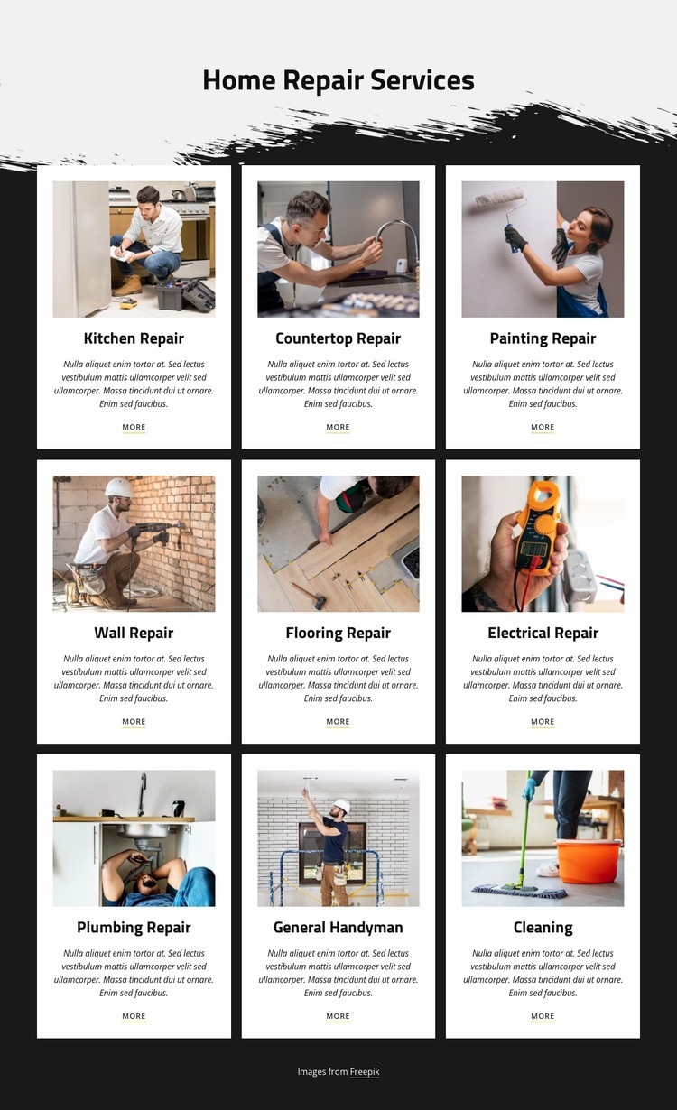 Most popular home repair services Html Code Example