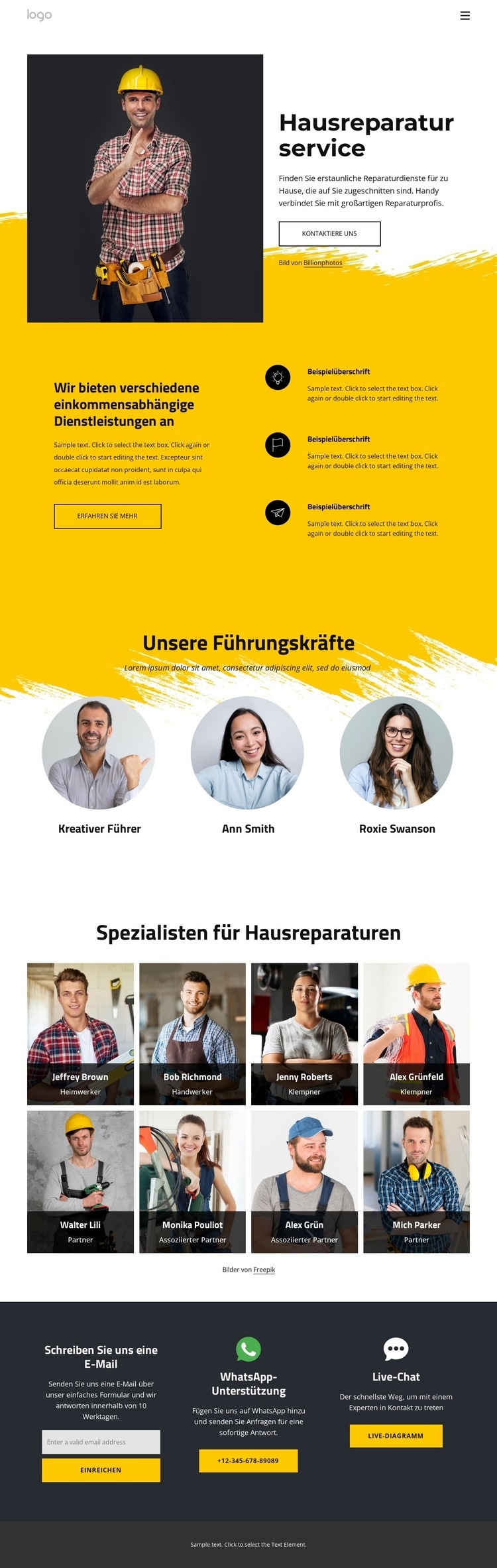 Finden Sie noch heute einen Reparaturservice für zu Hause HTML5-Vorlage