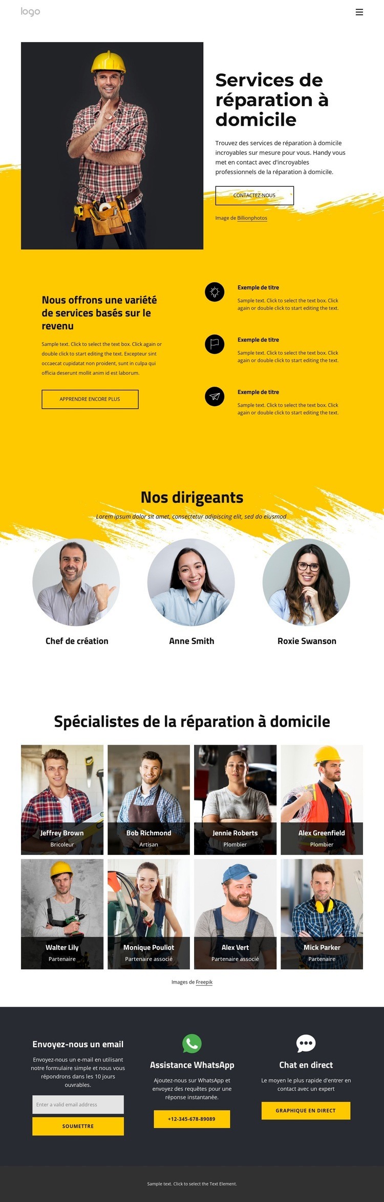 Trouvez des services de réparation à domicile aujourd'hui Maquette de site Web