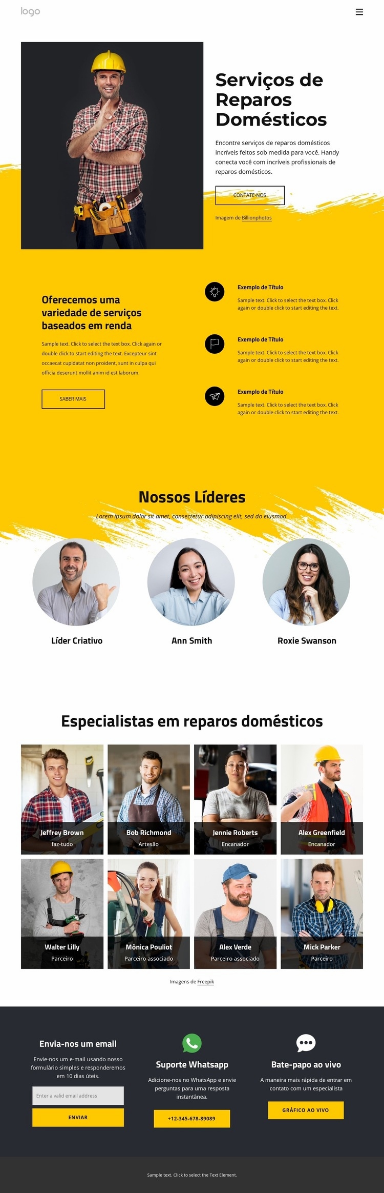 Encontre serviços de reparo doméstico hoje Construtor de sites HTML