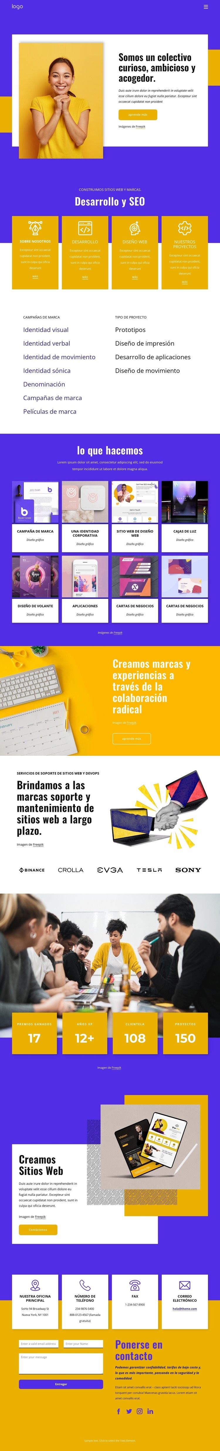 Aquí hay una compañía de pensadores, escritores, diseñadores. Creador de sitios web HTML