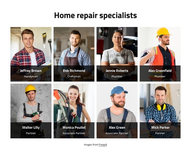 Our home repair specialists Html Code Example