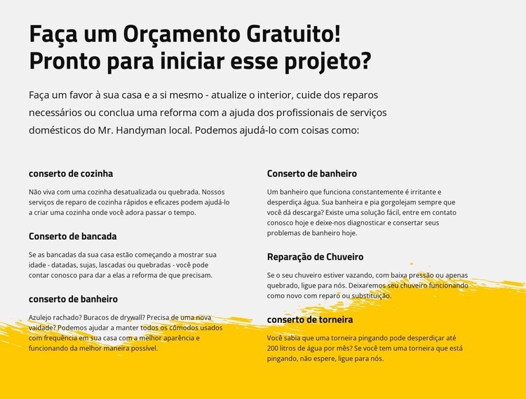 Reparação de cozinhas e casas de banho Landing Page