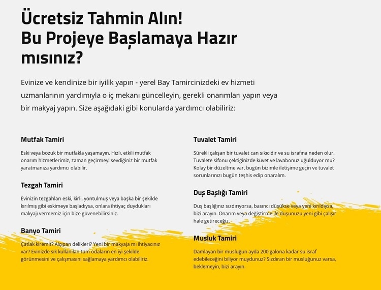 Mutfak ve banyo tamiri HTML5 Şablonu