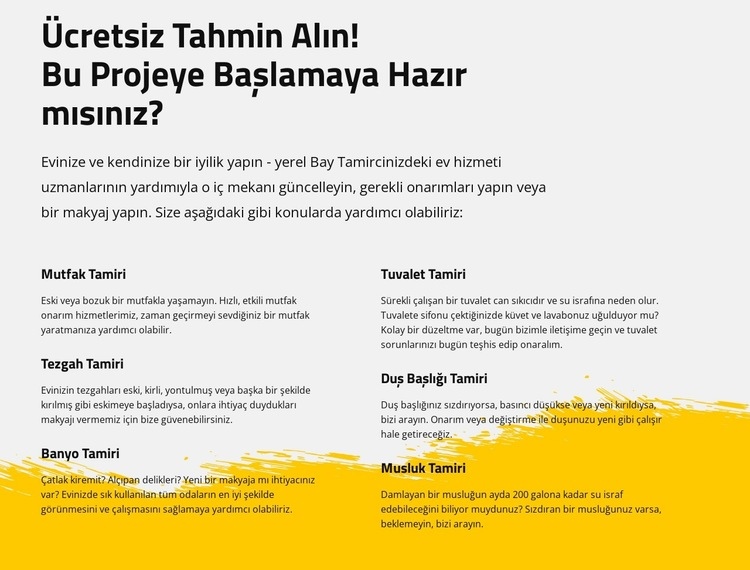 Mutfak ve banyo tamiri Web sitesi tasarımı