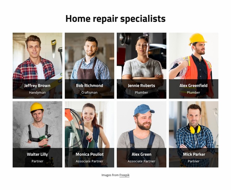 Our home repair specialists Website Mockup