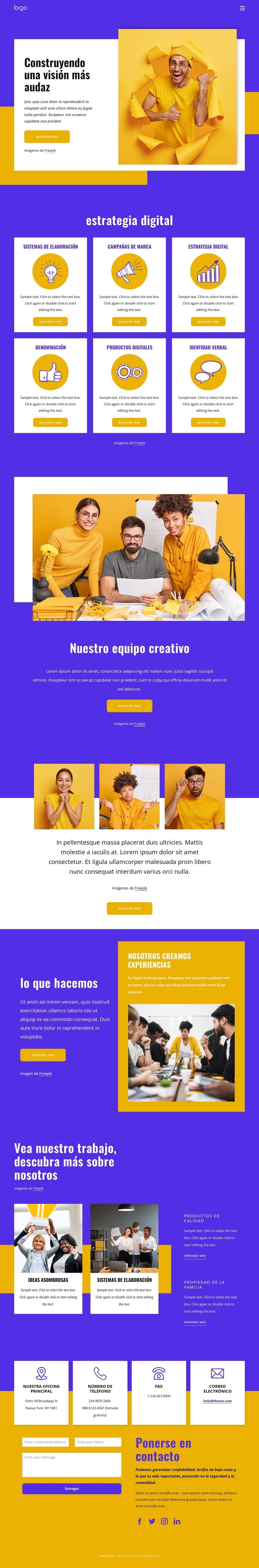 Agencia de branding y diseño UX Maqueta de sitio web