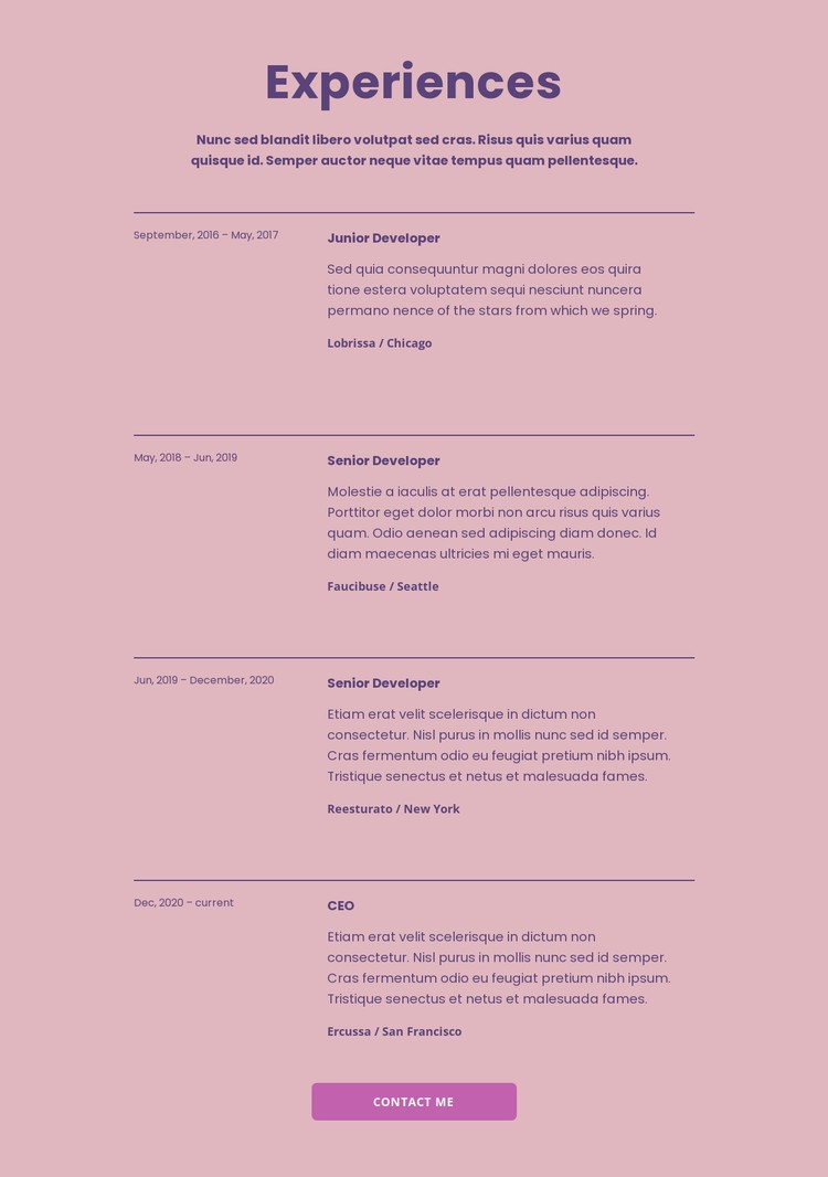 My work experiences CSS Template