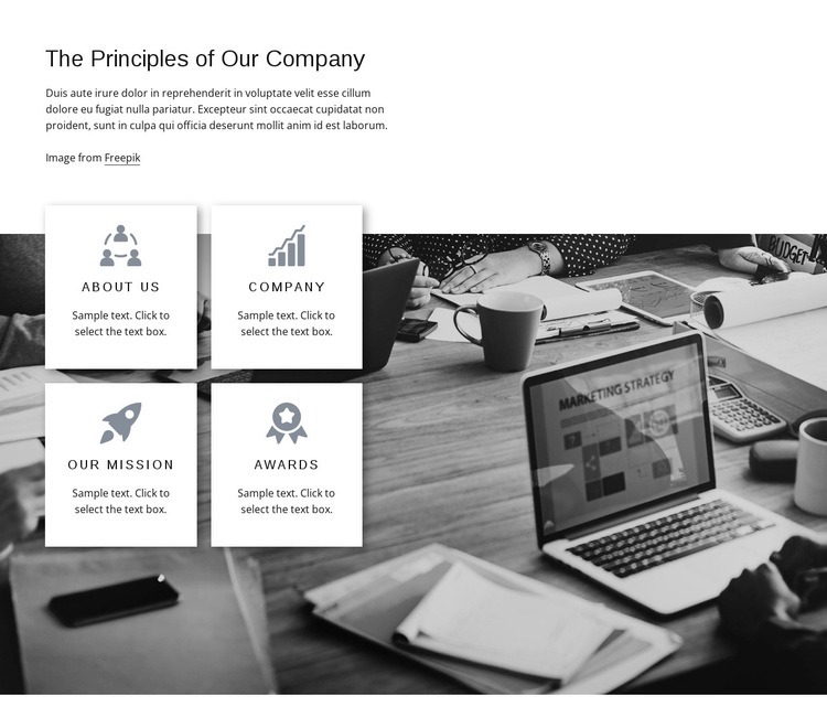 Company principles Homepage Design