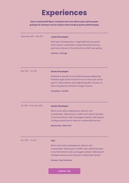 My work experiences - Html Code Example by Nicepage