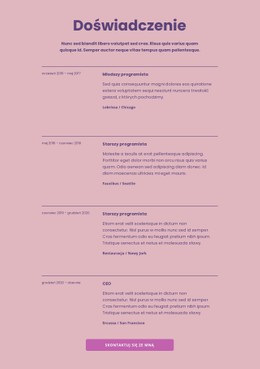 Kolumna Szablonu Siatki CSS Dla Moje Doświadczenia Zawodowe