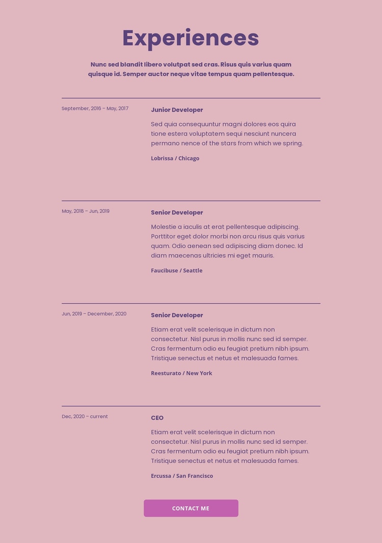 My work experiences Squarespace Template Alternative