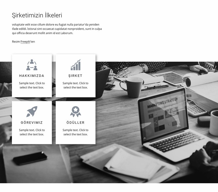 Şirket ilkeleri Web Sitesi Mockup'ı