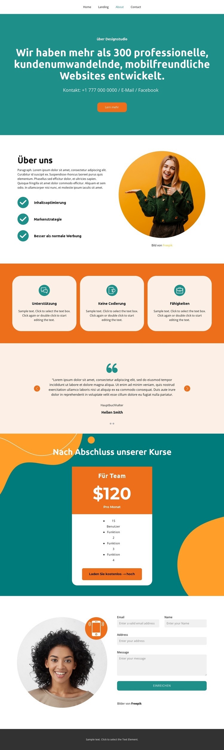 Volle Information Landing Page