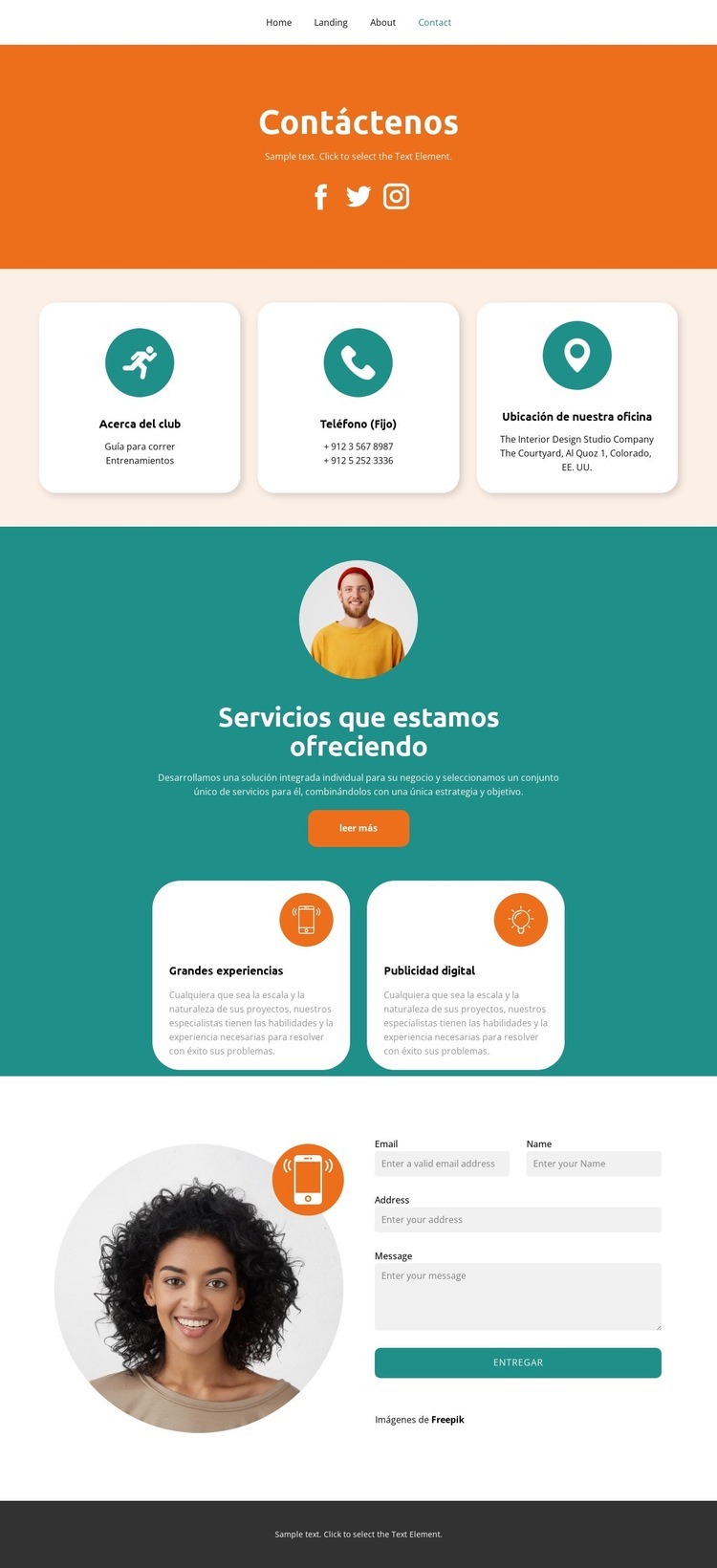 Contactos sociales Creador de sitios web HTML