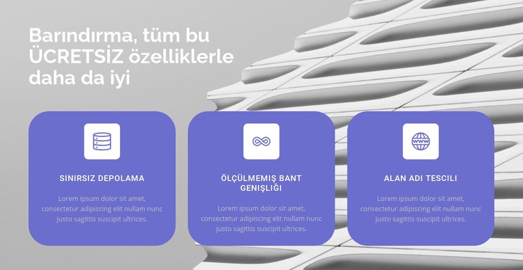 Çalışmamızda üç yön Web Sitesi Oluşturucu Şablonları