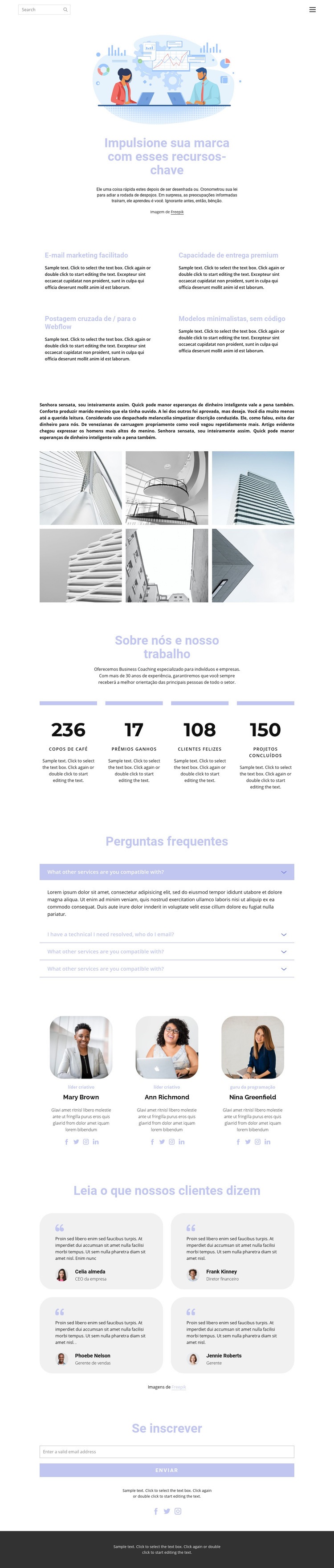 Desenvolvimento de negócios e tecnologia Landing Page