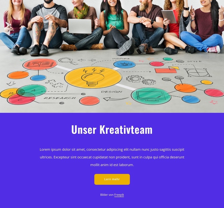Multidisziplinäres Team von Designern Website-Vorlage