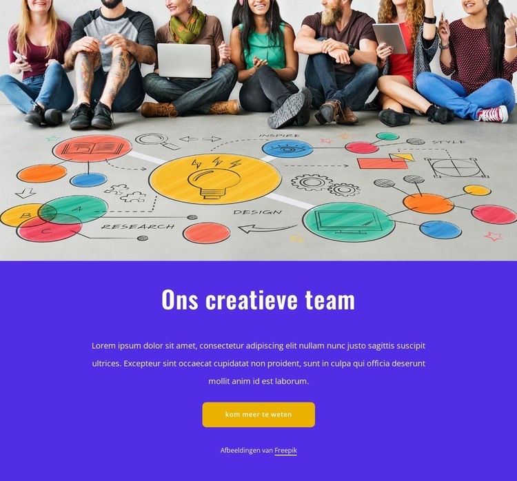 Multidisciplinair team van ontwerpers Website mockup