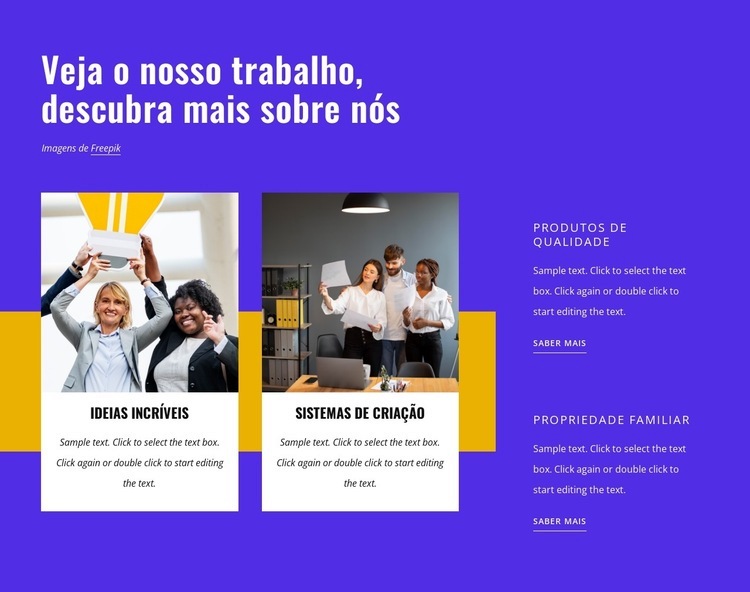 Design bonito, único e emocionante Design do site