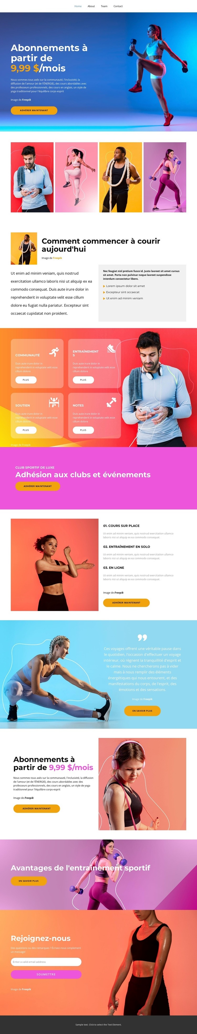 Nous sommes un club sportif Maquette de site Web