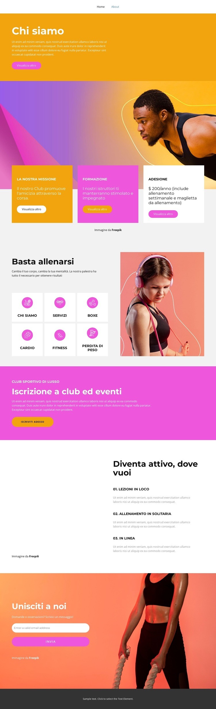 Tutti i livelli sportivi Mockup del sito web