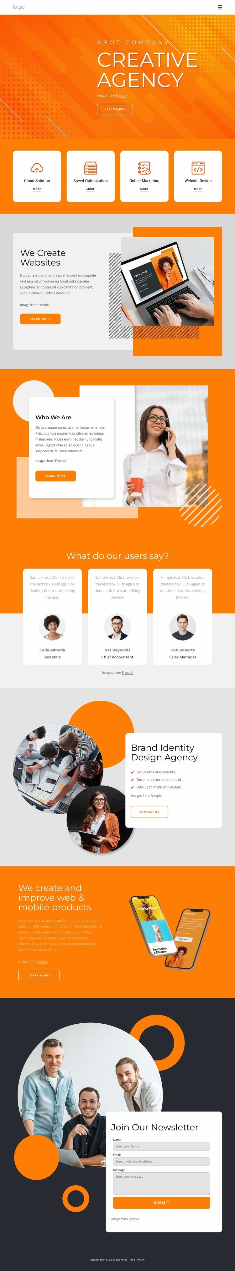 The creative agency for your next big thing Web Page Design