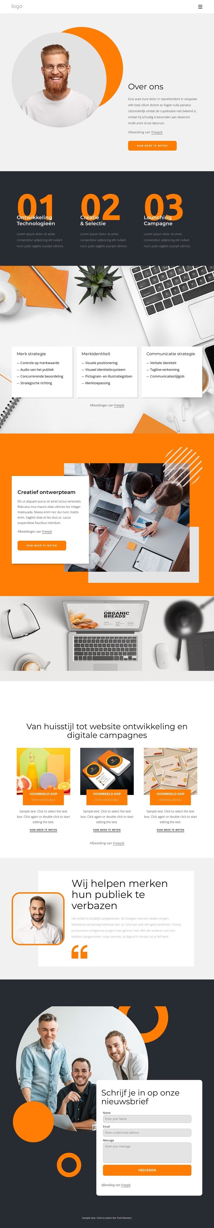 Wij doen alles voor u Website mockup